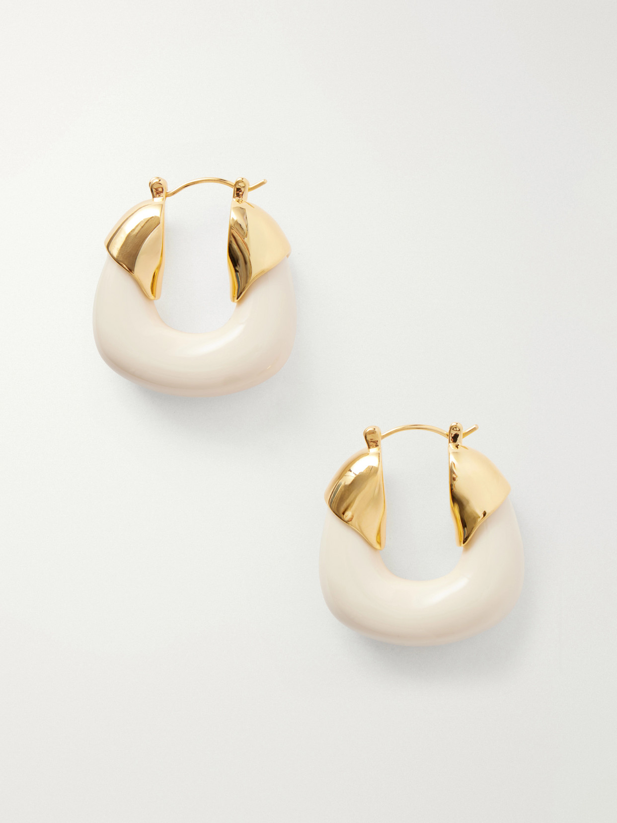 Lizzie Fortunato Alabaster Gold-tone And Resin Hoop Earrings In White