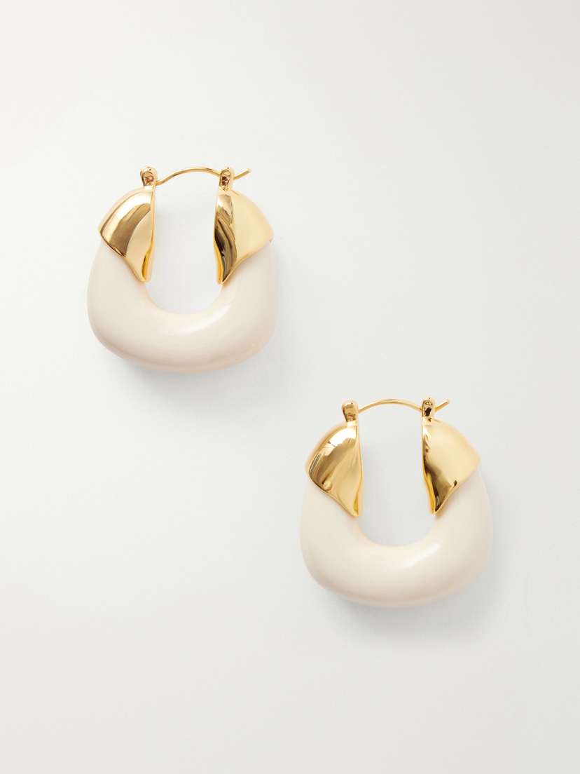 Lizzie Fortunato Alabaster Gold-tone And Resin Hoop Earrings