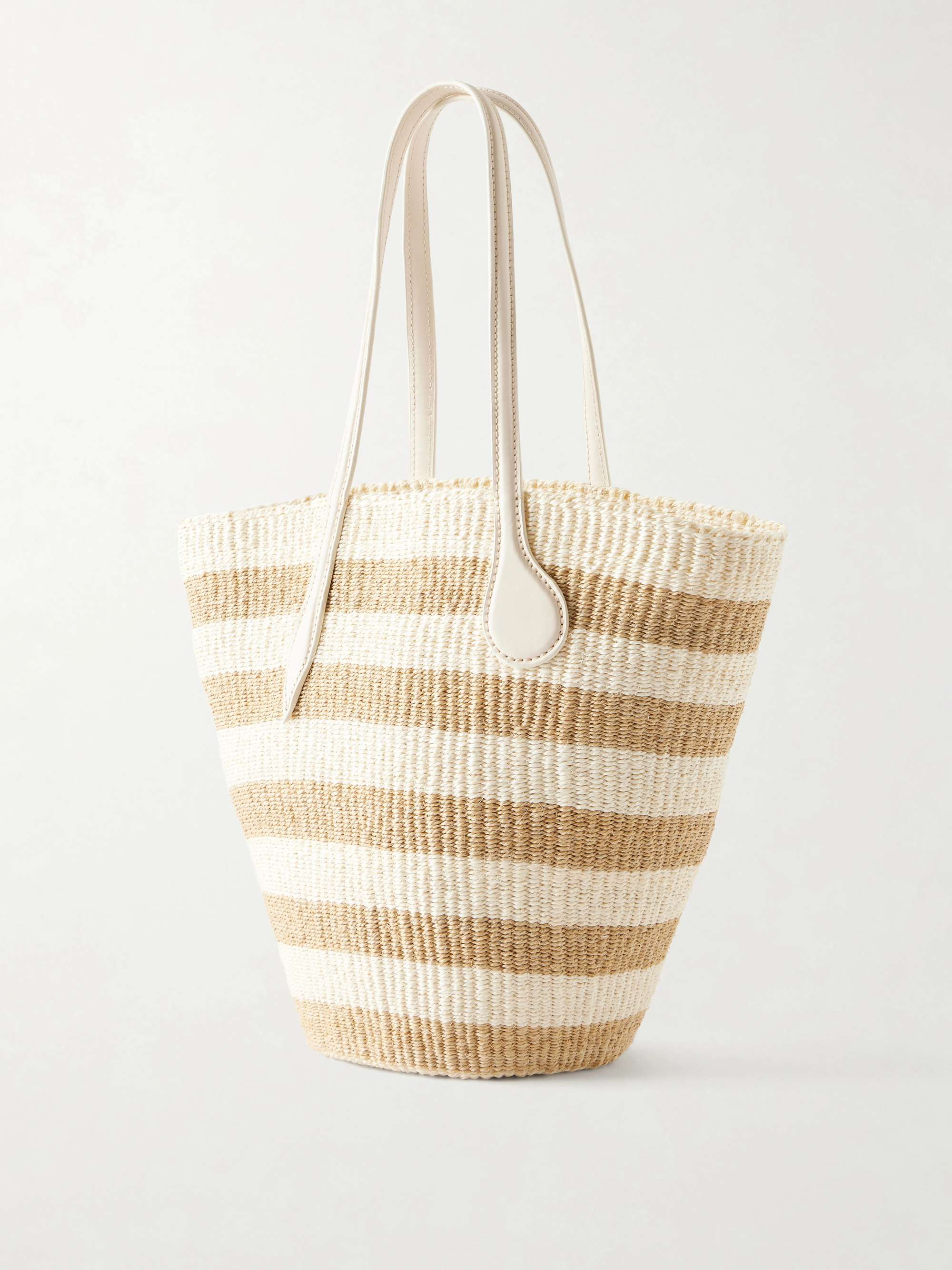 LIFFNER Striped leather-trimmed raffia tote bag | NET-A-PORTER