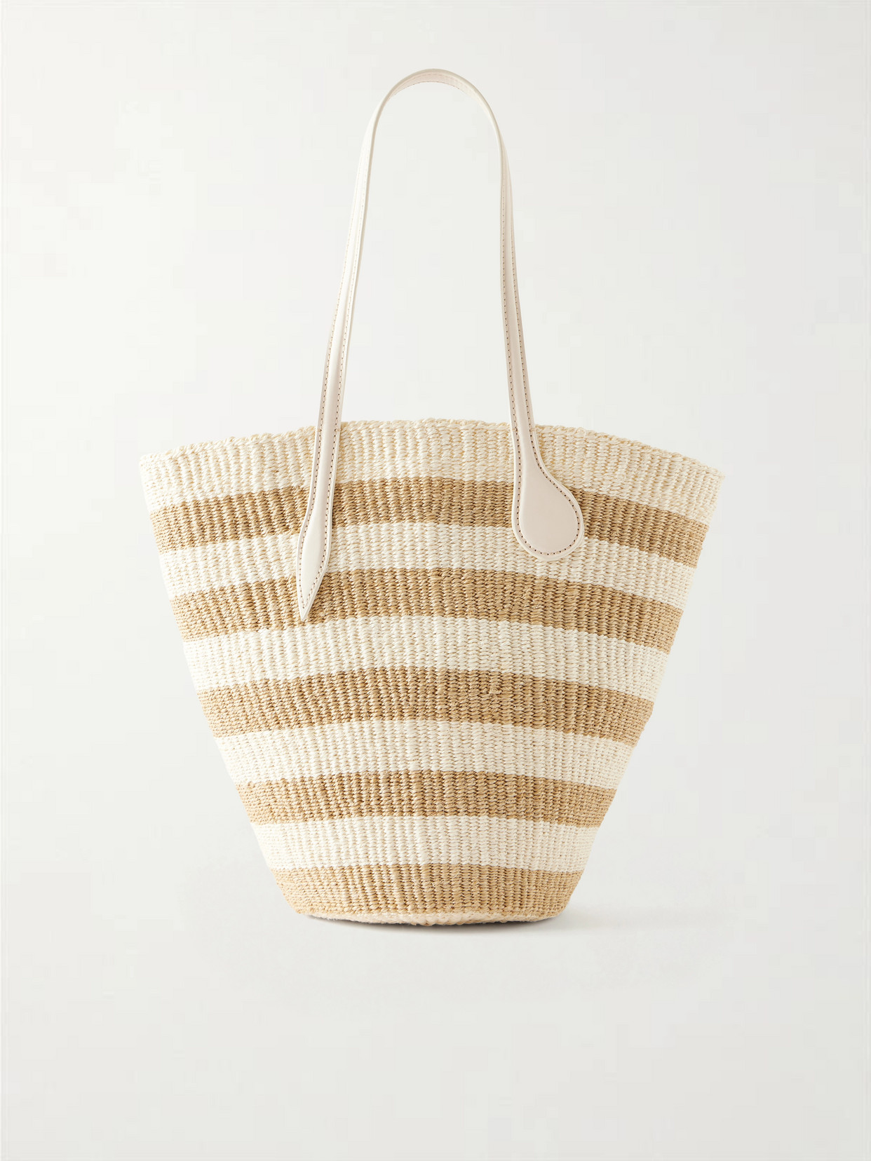Liffner - Striped Leather-trimmed Raffia Tote Bag - Neutrals