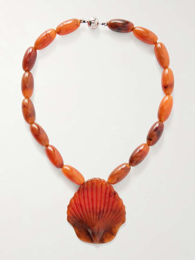 Julietta Silver-tone, Shell And Resin Necklace