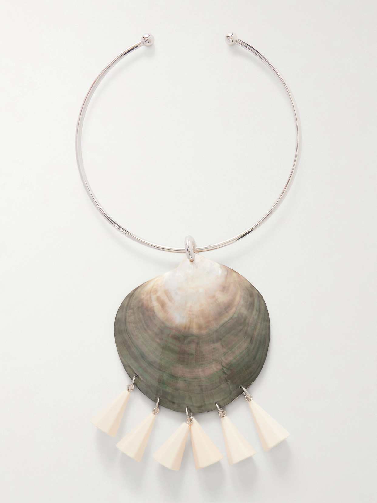 Julietta Nacre Rhodium-plated, Shell And Resin Necklace In Silver