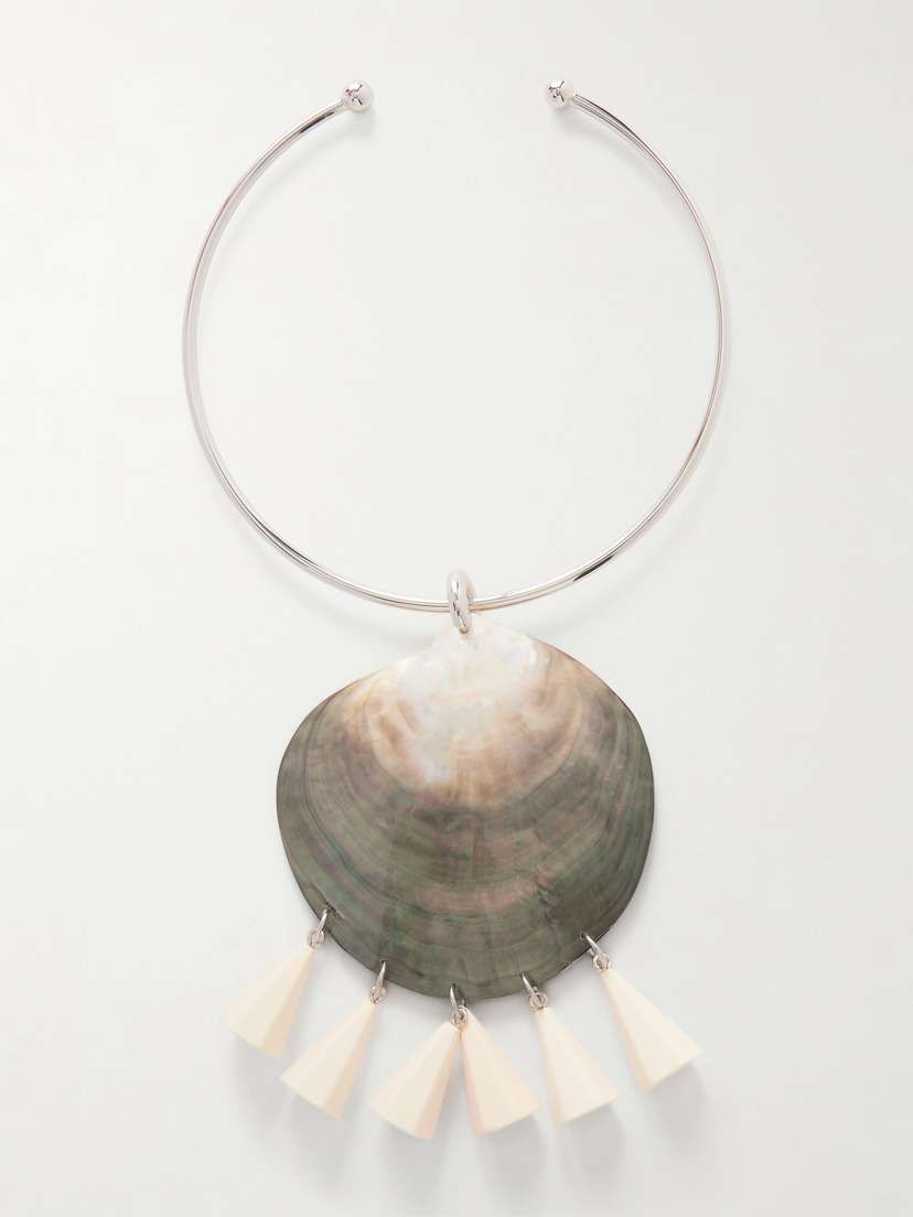 Julietta Nacre Rhodium-plated, Shell And Resin Necklace