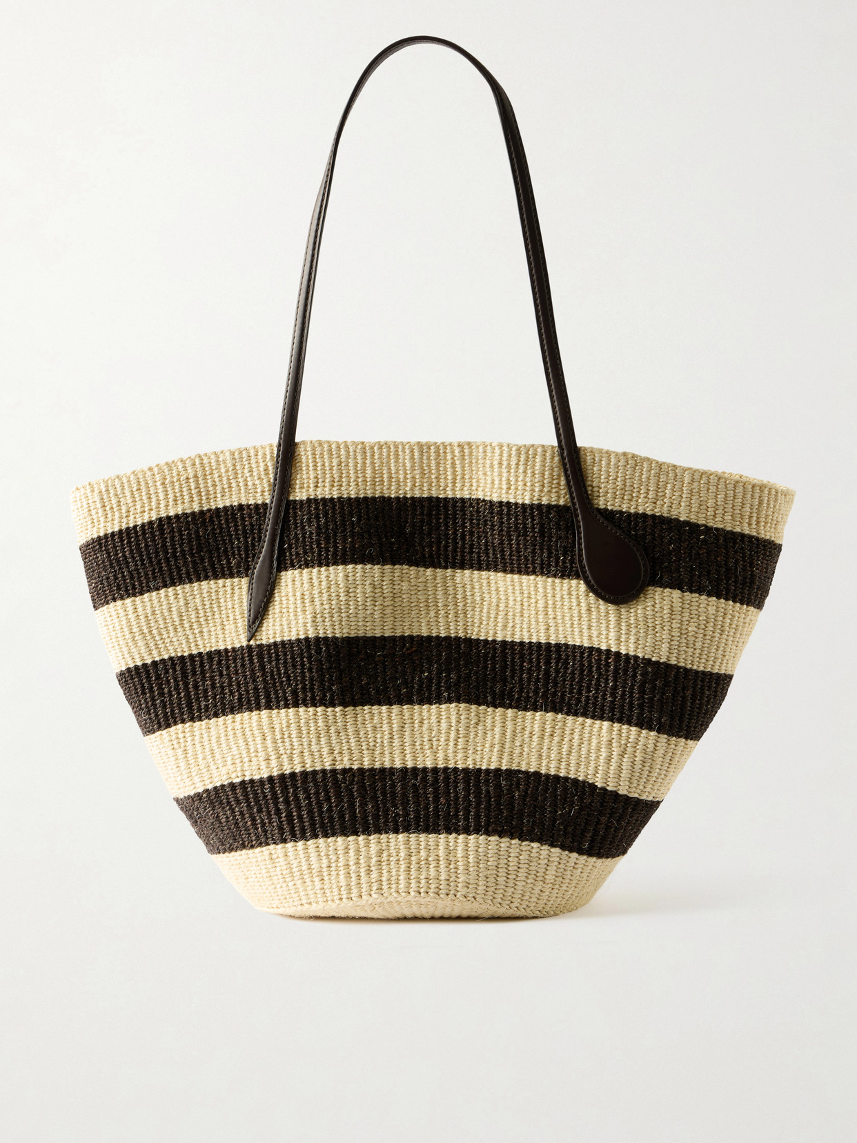 Liffner - Leather-trimmed Striped Sisal Tote - Neutrals