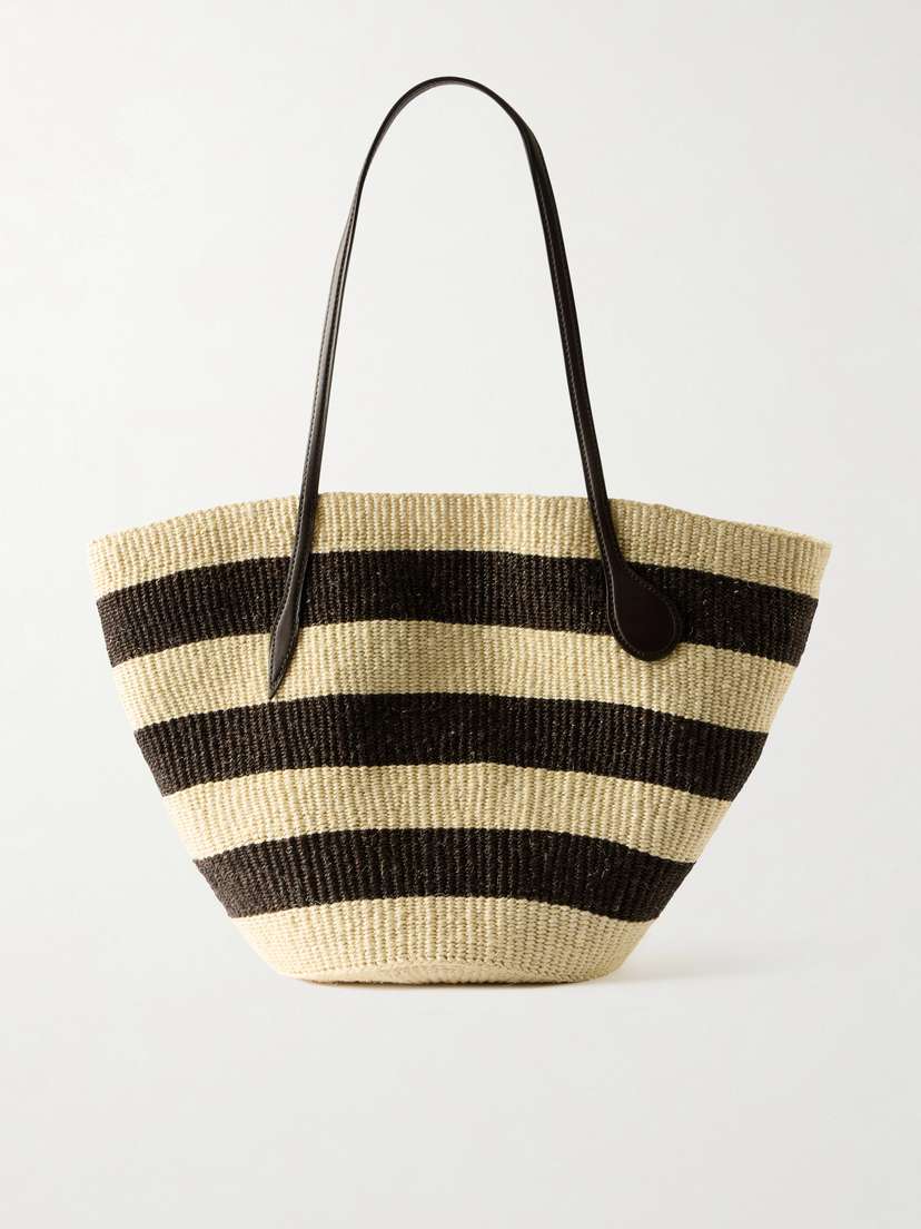 Liffner Leather-trimmed Striped Sisal Tote