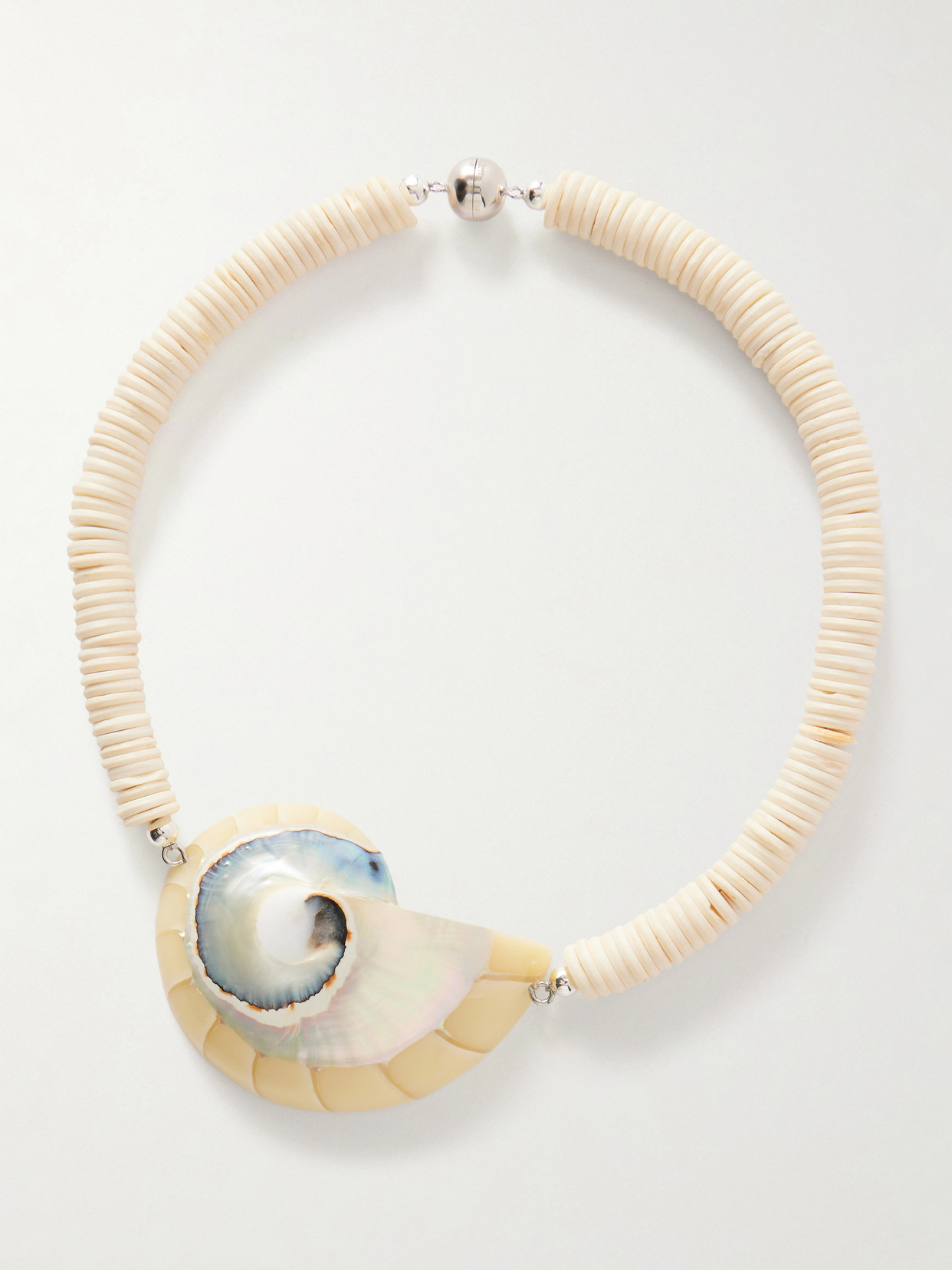 Julietta Odessa Silver-tone Shell Beaded Necklace In White