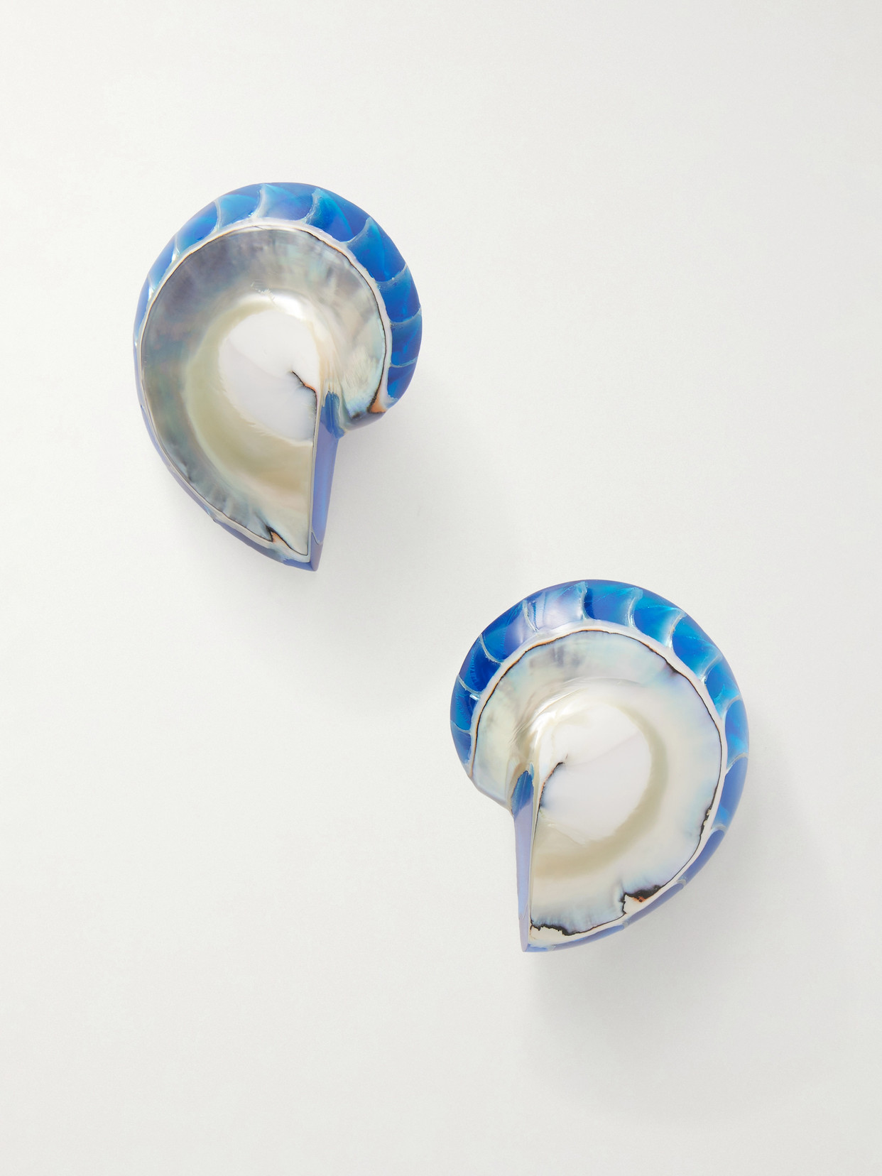 Julietta Rhodium-plated, Shell And Resin Earrings In Blue