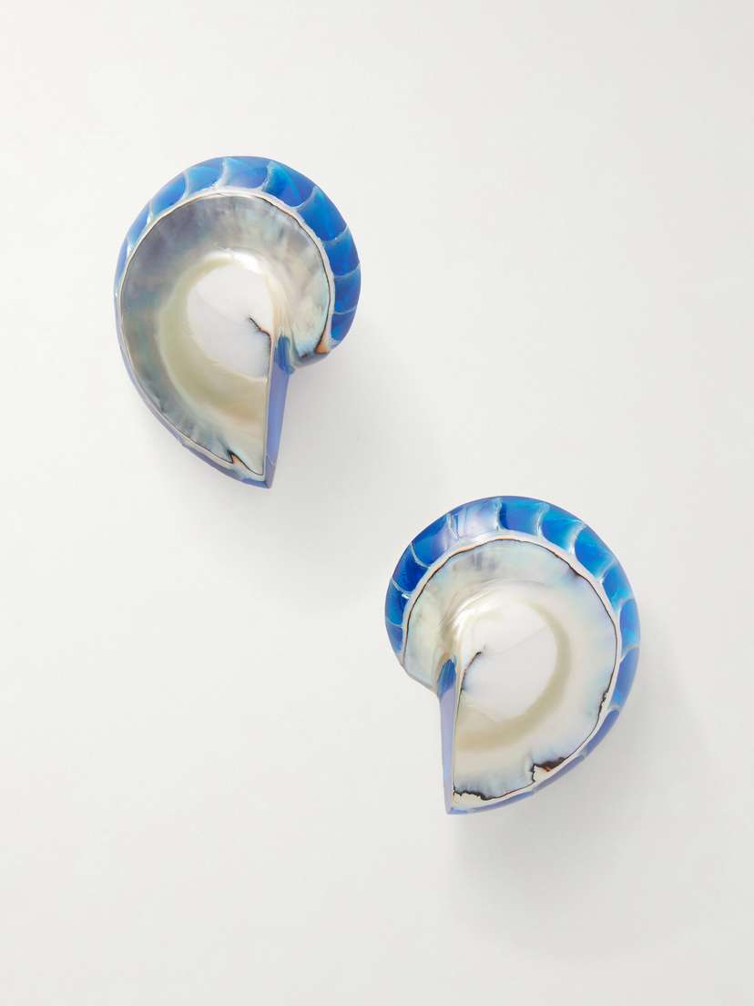 Julietta Rhodium-plated, Shell And Resin Earrings