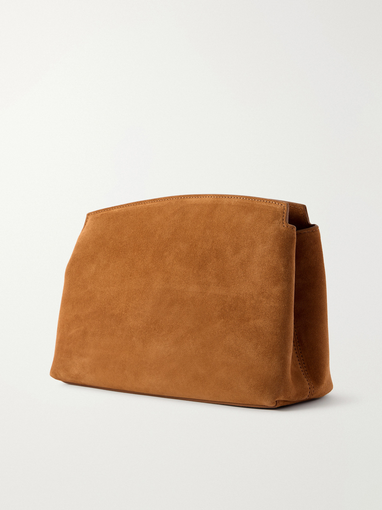 Liffner Pushlock Suede Pouch In Brown