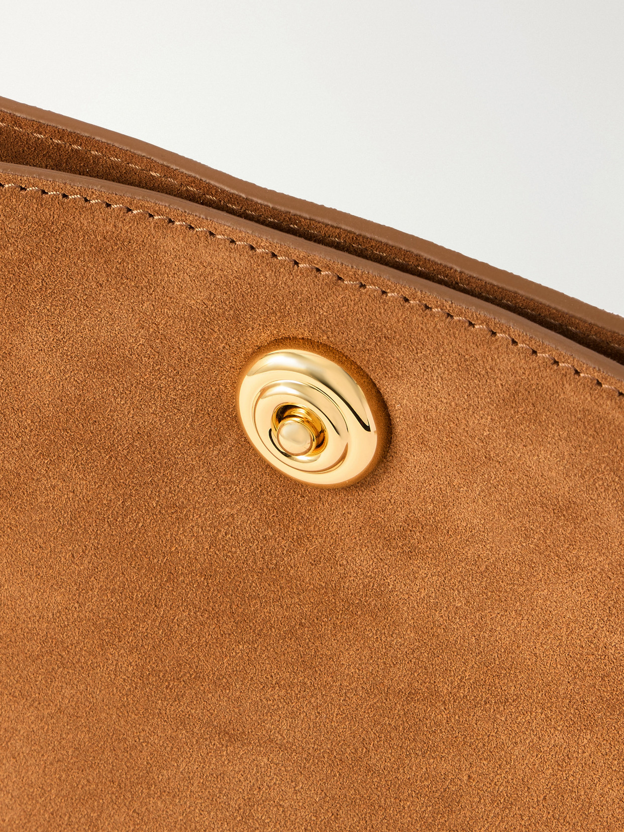 Liffner Pushlock Suede Pouch In Brown