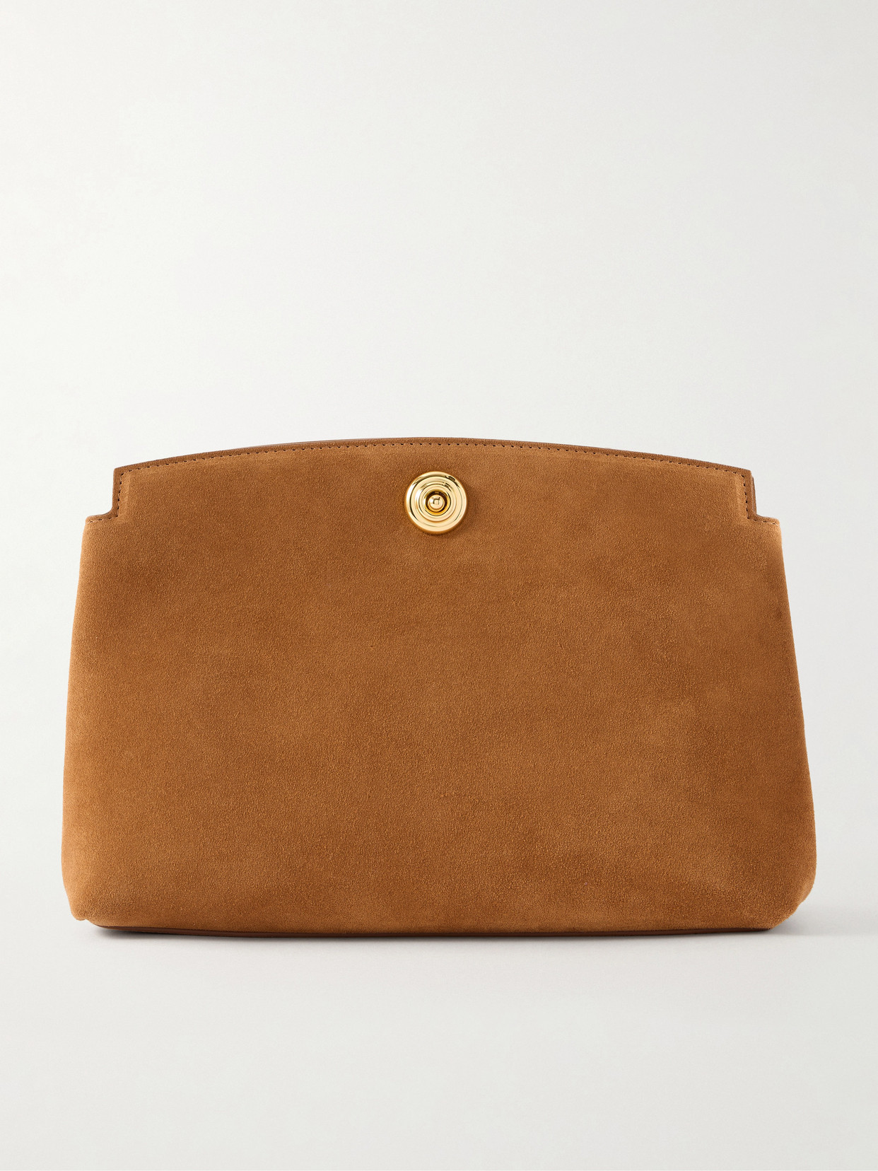 Liffner Pushlock Suede Pouch In Brown