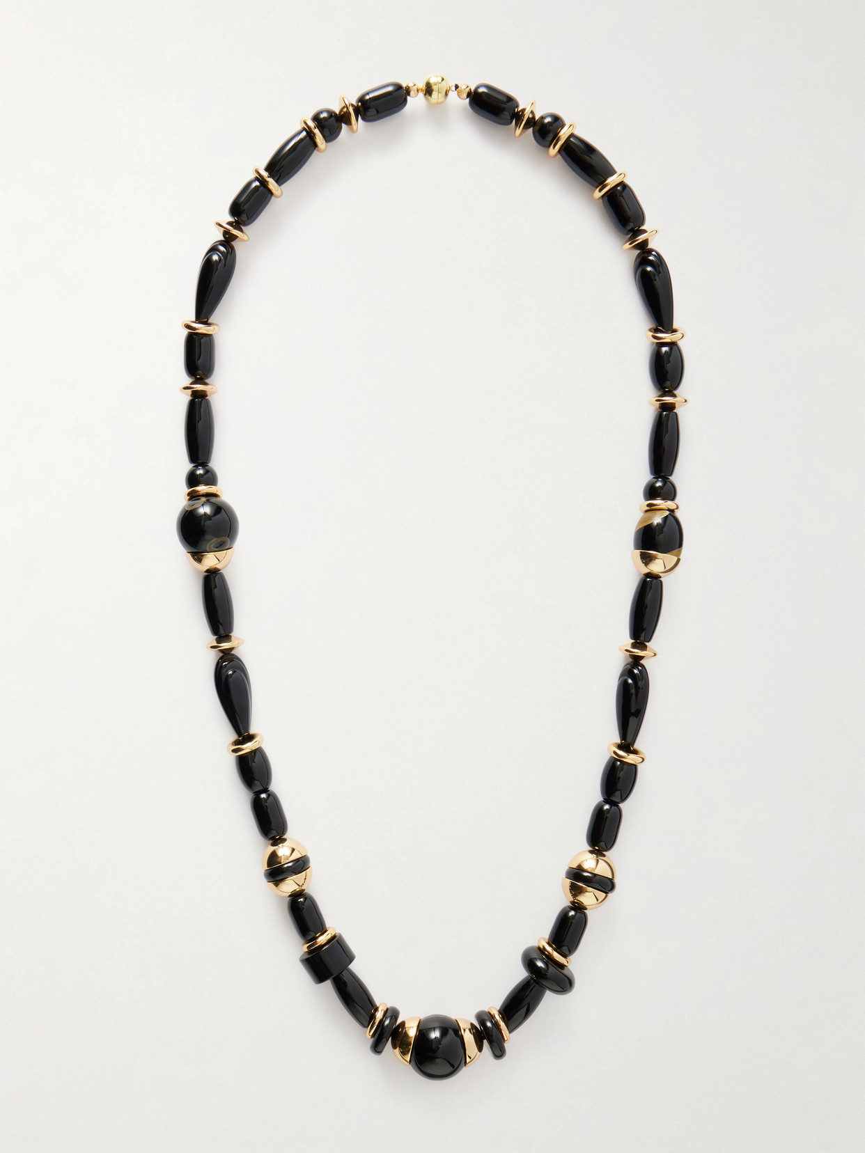 Julietta Ada Gold-tone Beaded Necklace In Black