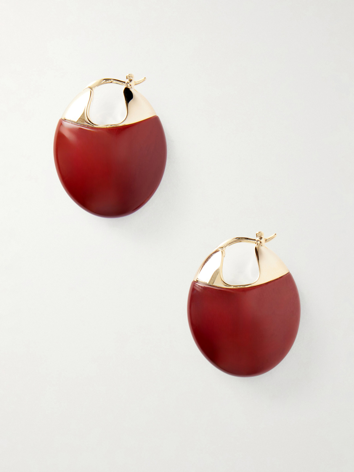 Lie Studio The Erin Gold-plated And Mookaite Hoop Earrings In Red