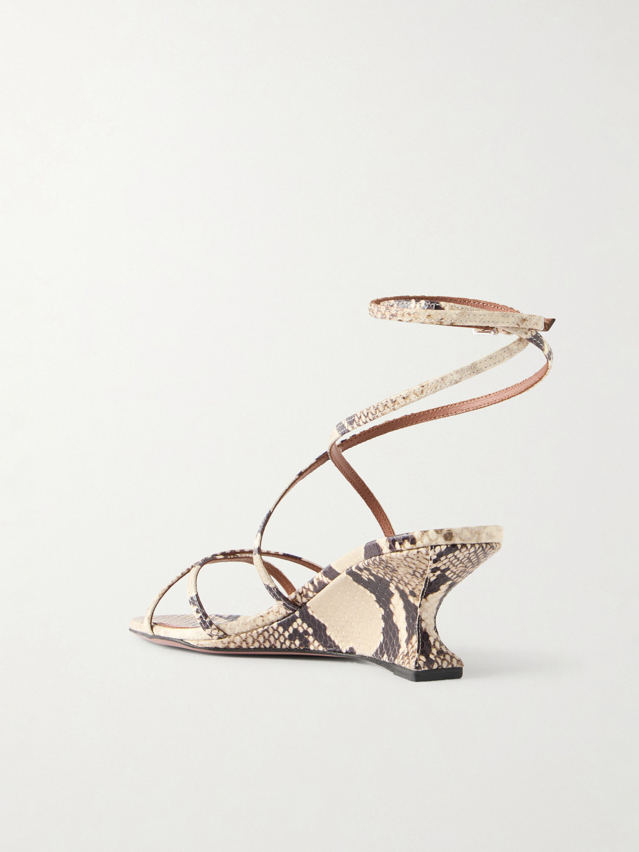 Nina 50 Snake-Effect Leather Wedge Sandals