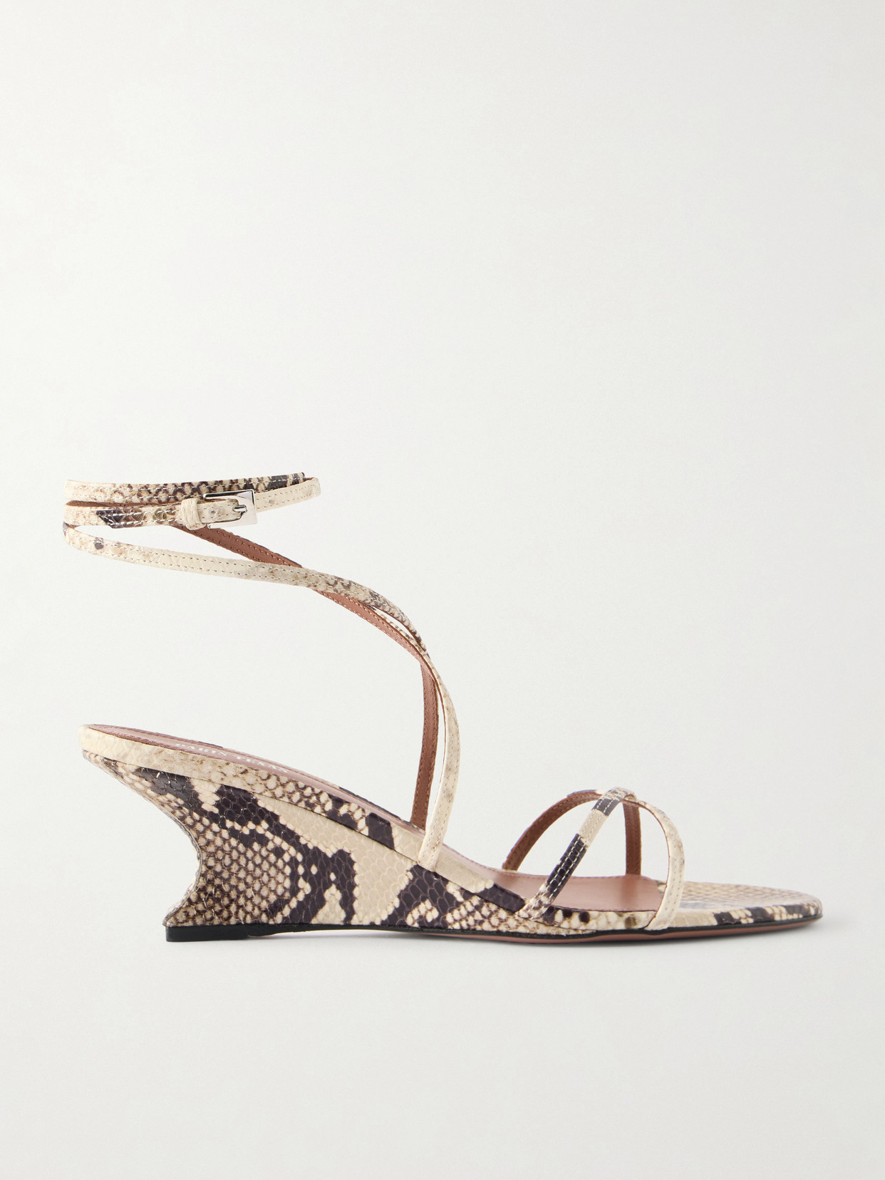 Paris Texas Nina Snake-effect Leather Wedge Sandals In Multi