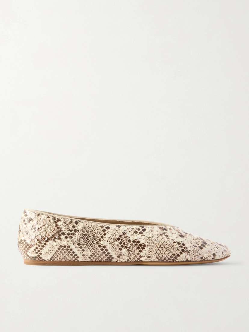 Le Monde Béryl Classic Regency Snake-effect Leather Ballet Flats