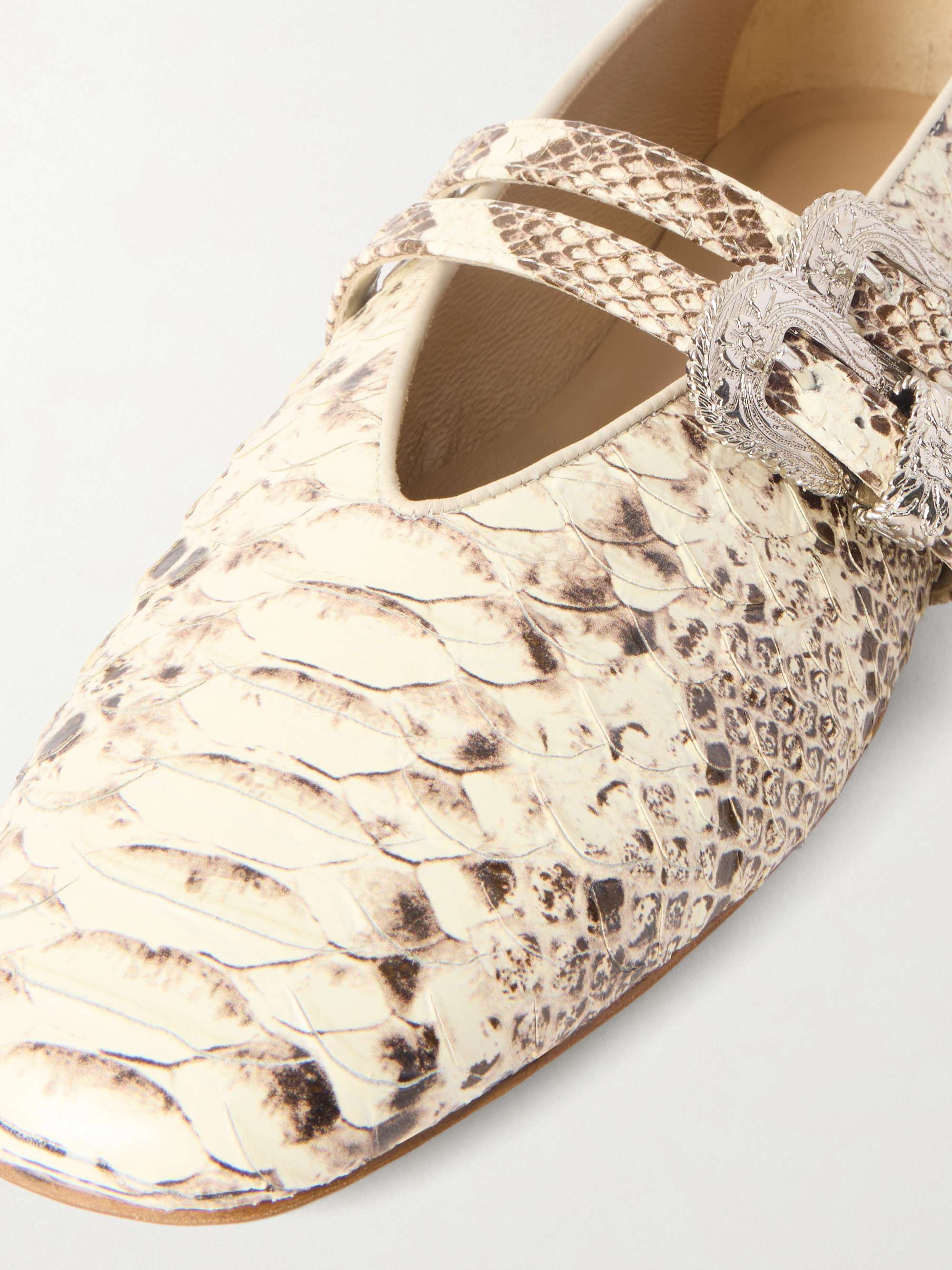 LE MONDE BERYL Claudia snake-effect leather Mary-Jane ballet flats