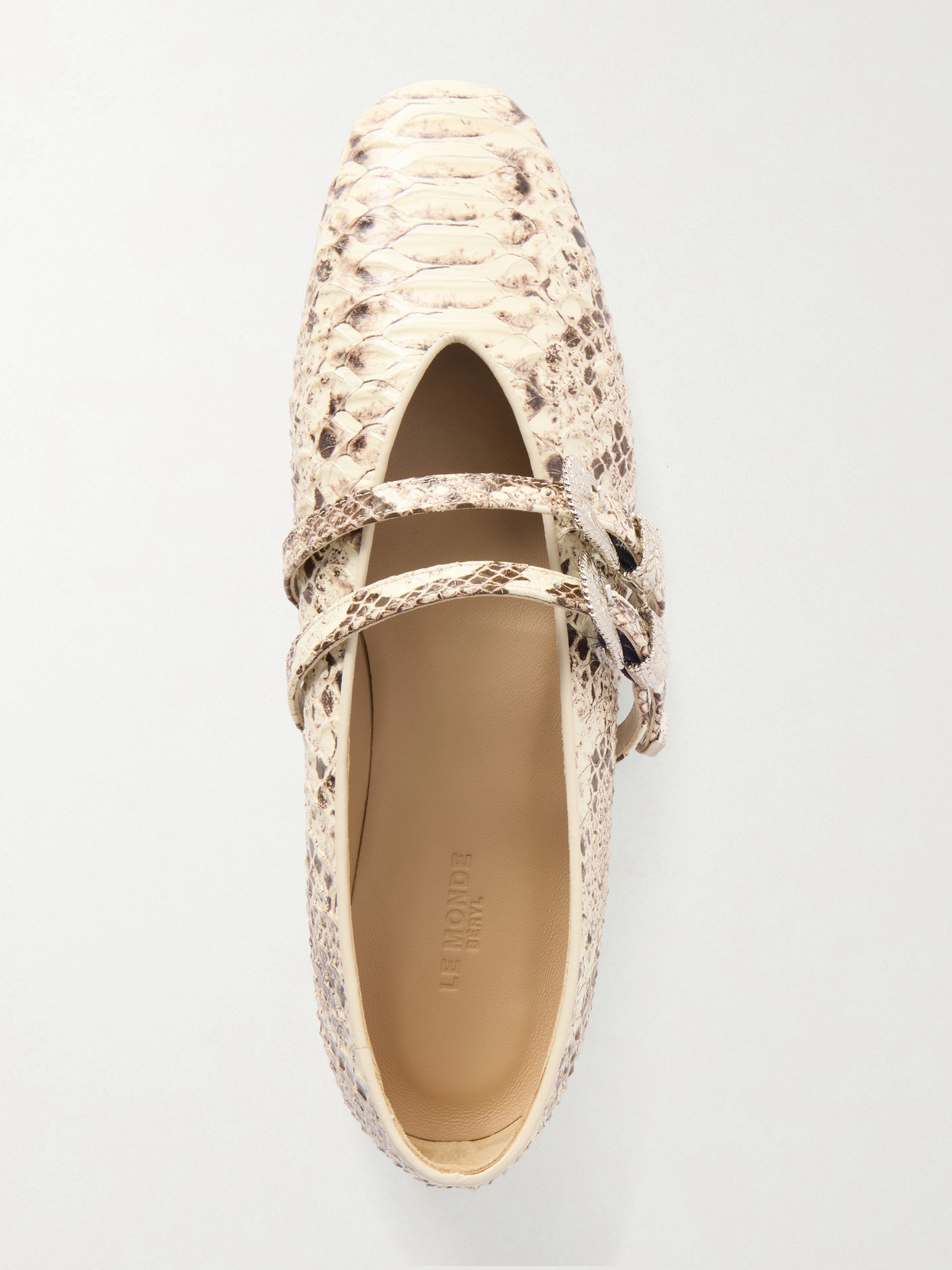 Le Monde Béryl - Claudia Snake-Effect Leather Mary-Jane Ballet Flats