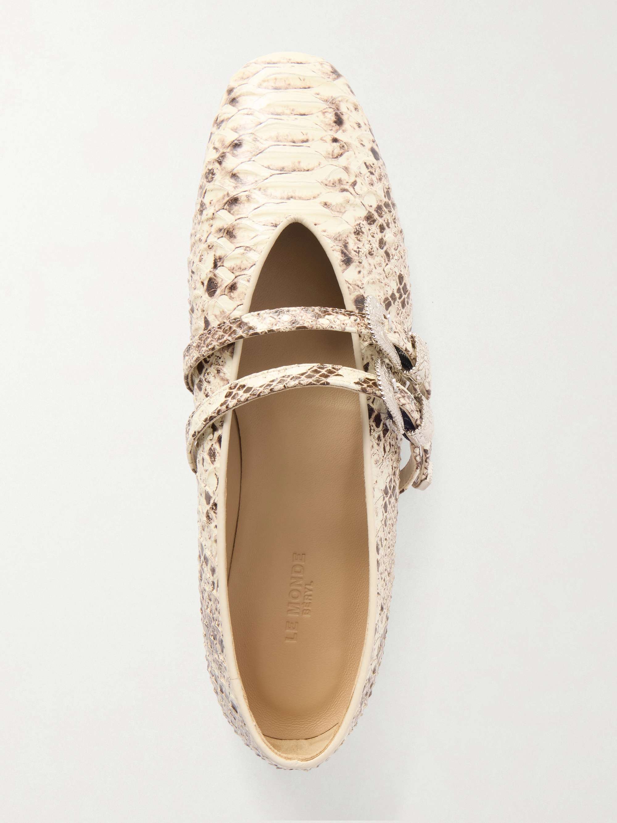 LE MONDE BERYL Claudia snake-effect leather Mary-Jane ballet flats
