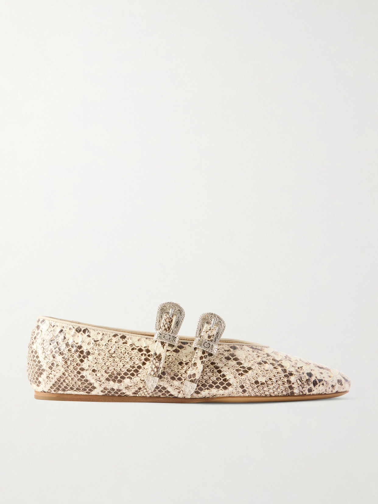 Le Monde Béryl - Claudia Snake-Effect Leather Mary-Jane Ballet Flats
