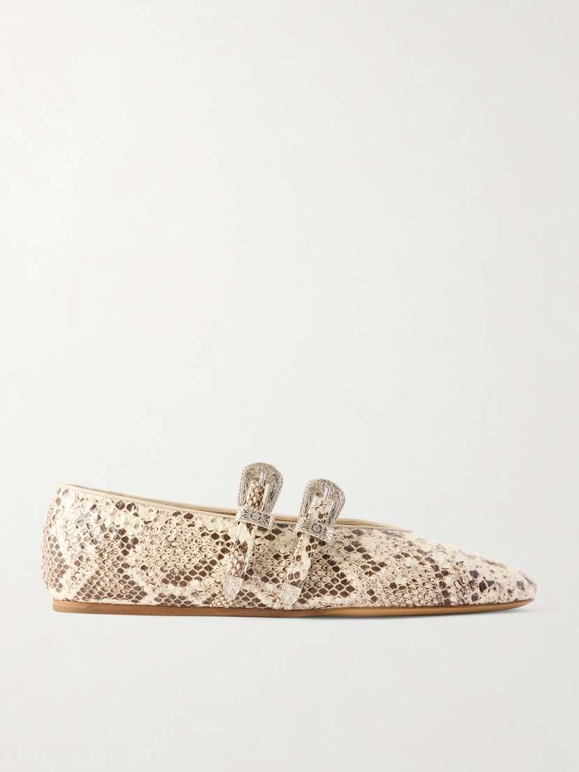 Le Monde Béryl Claudia Snake-effect Leather Mary-jane Ballet Flats