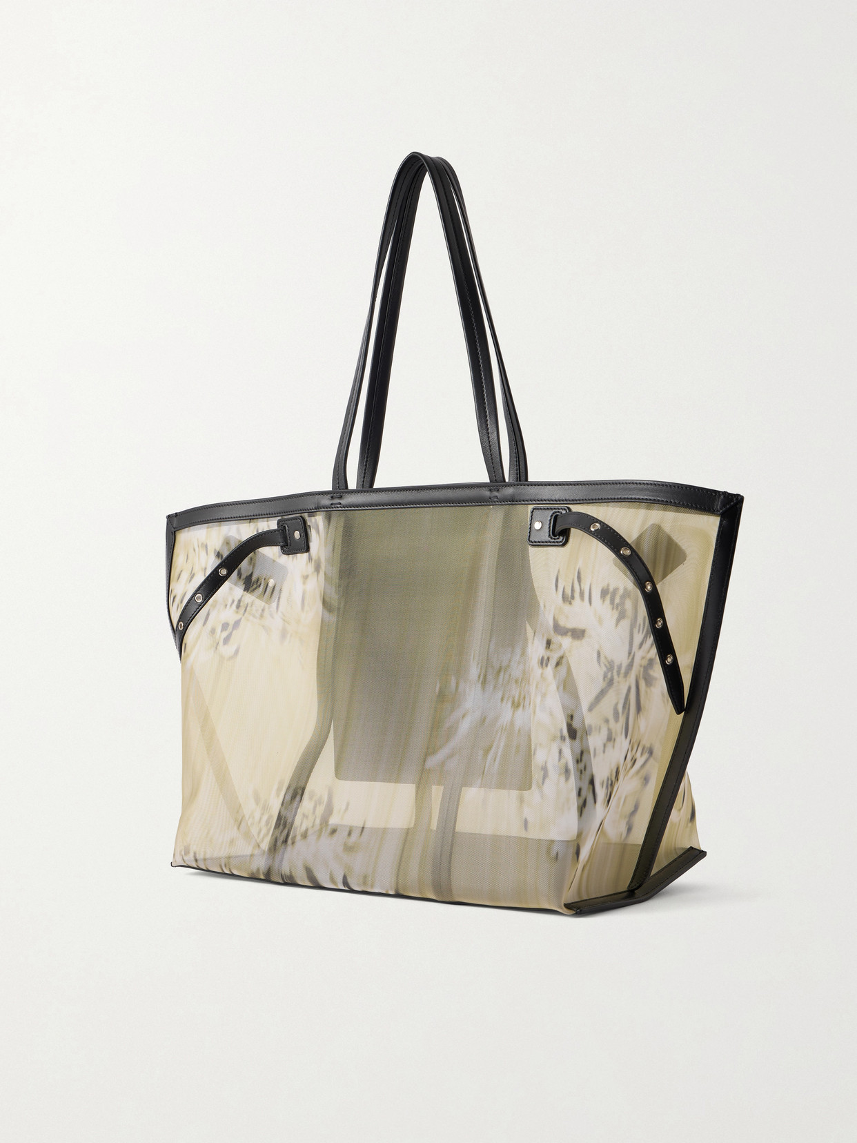 Days Carryall Leather-Trimmed Printed Mesh Tote