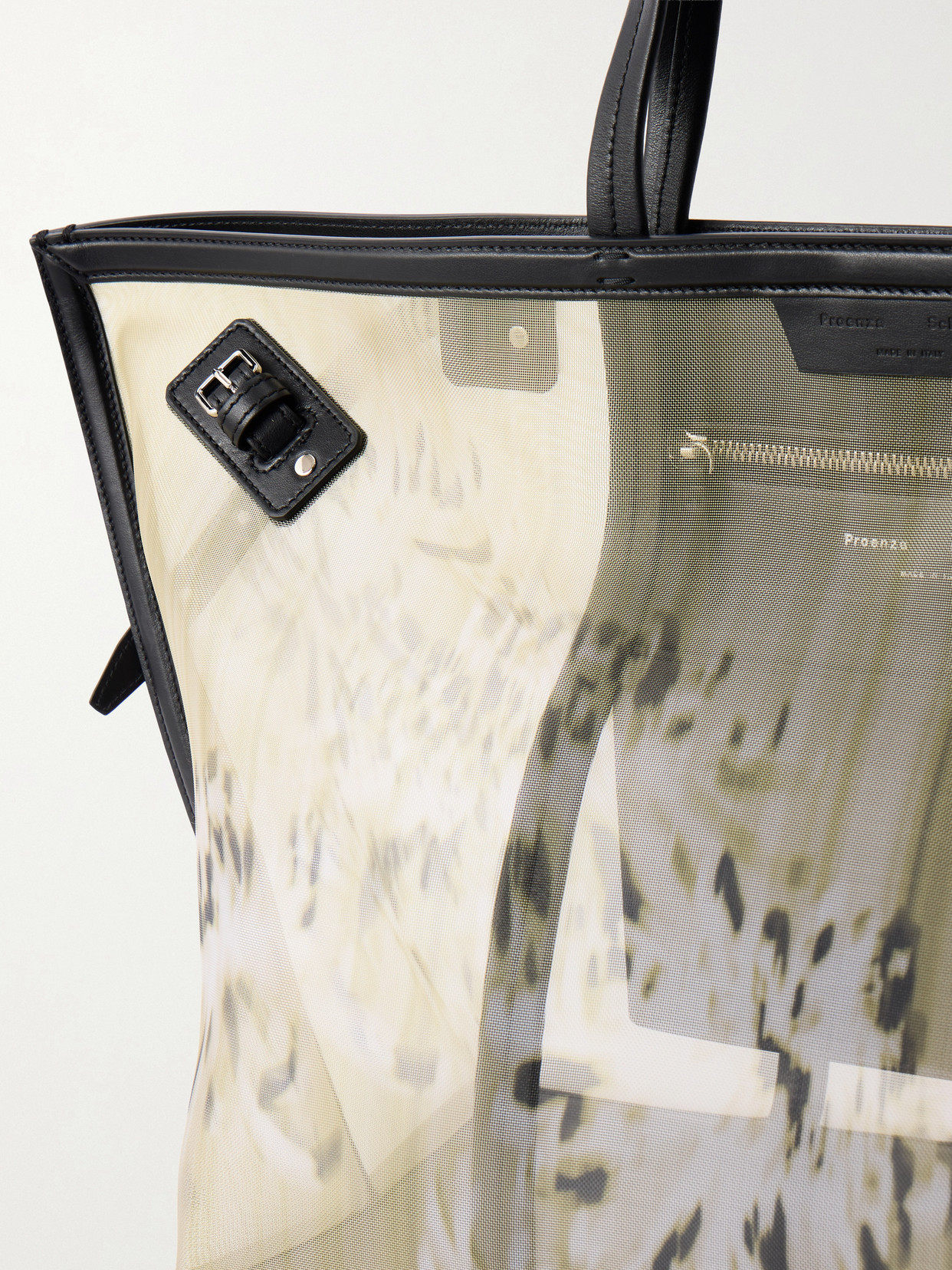 Days Carryall Leather-Trimmed Printed Mesh Tote