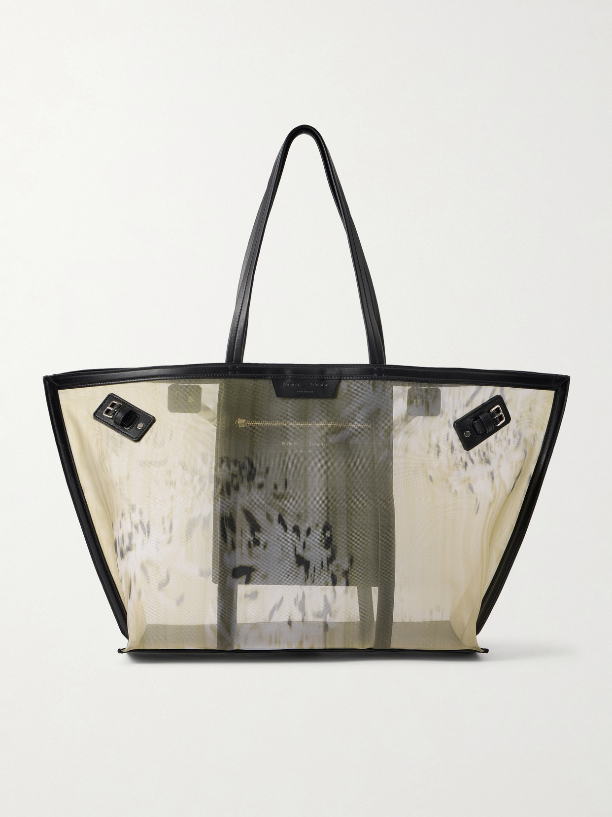Days Carryall Leather-Trimmed Printed Mesh Tote