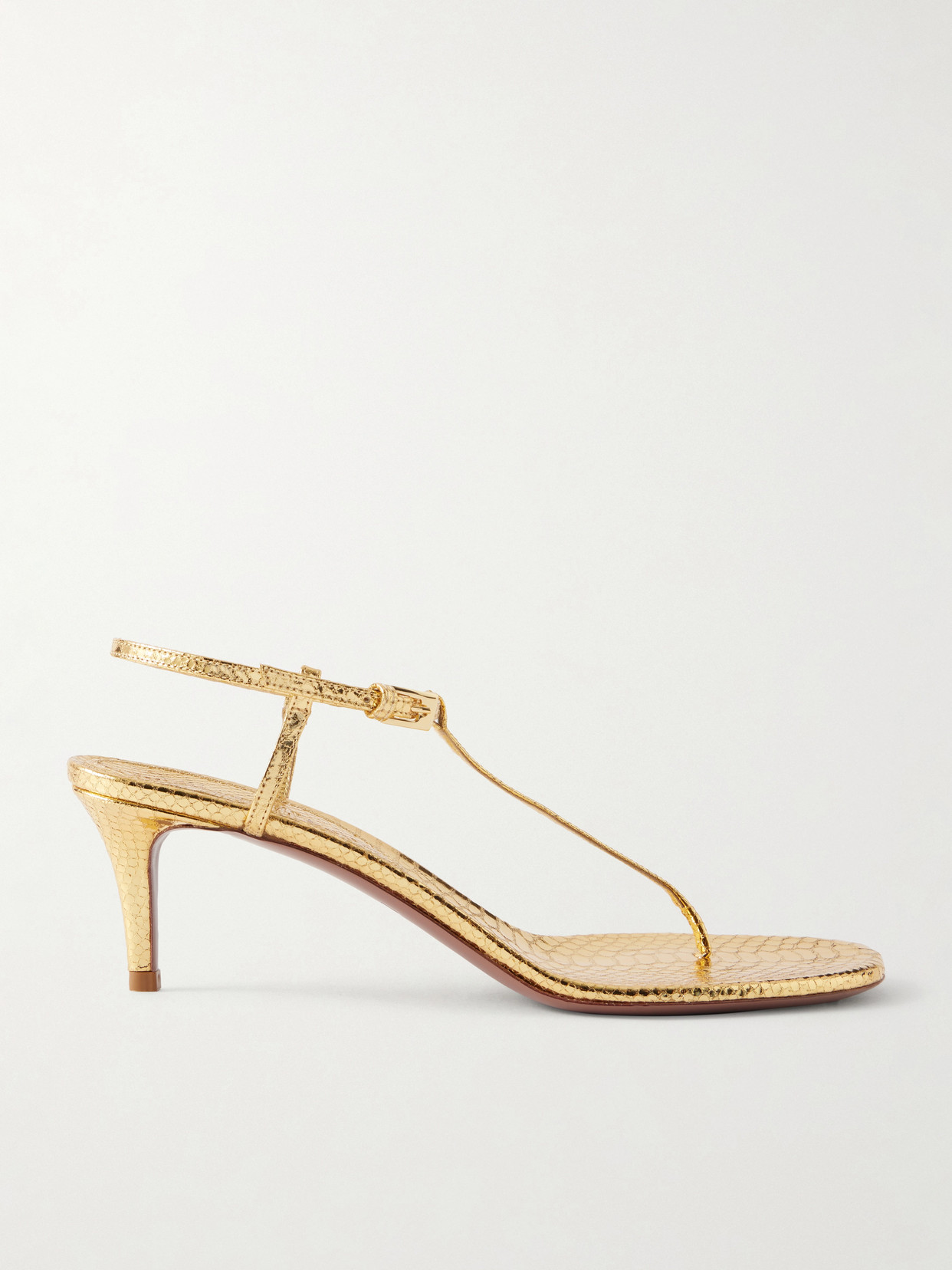 Paris Texas Ipanema Snake-effect Metallic Leather Sandals In Gold
