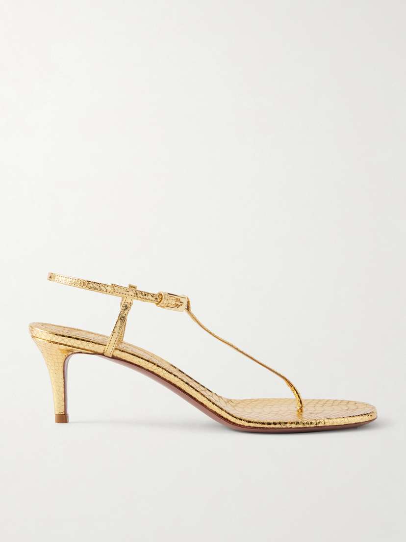 Paris Texas Ipanema Snake-effect Metallic Leather Sandals