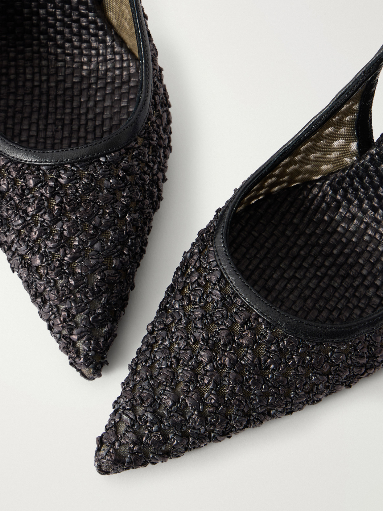 Lidia 105 Leather-Trimmed Straw Slingback