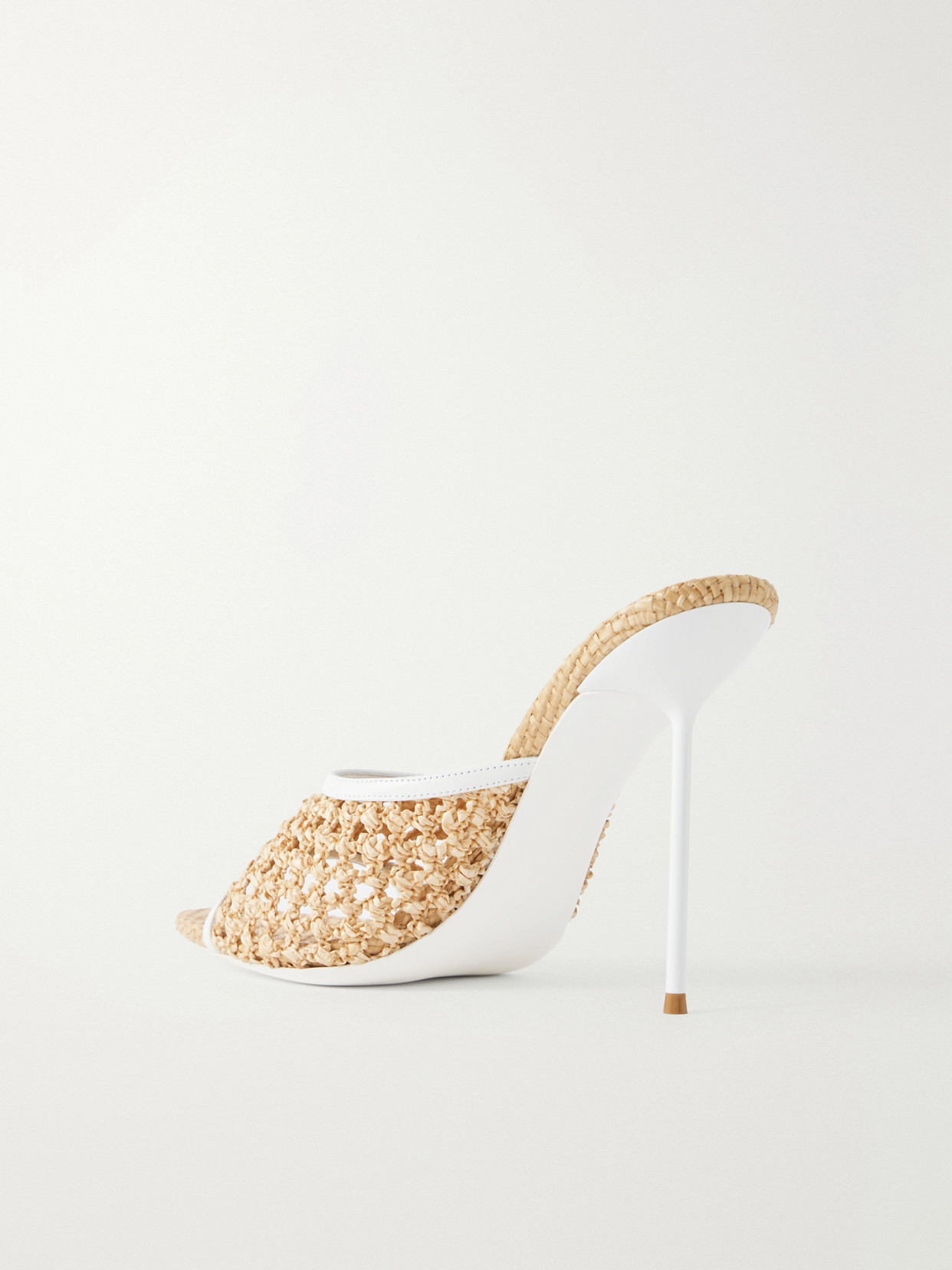 Lidia 105 Leather-Trimmed Straw Mules