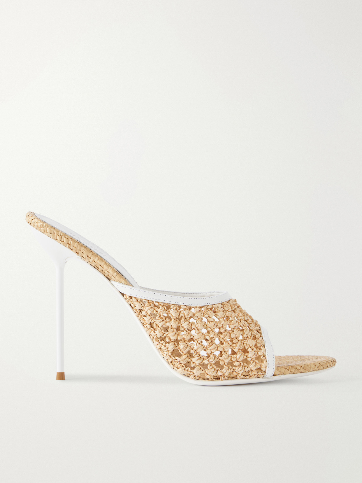 Paris Texas Lidia Leather-trimmed Straw Mules In Nude