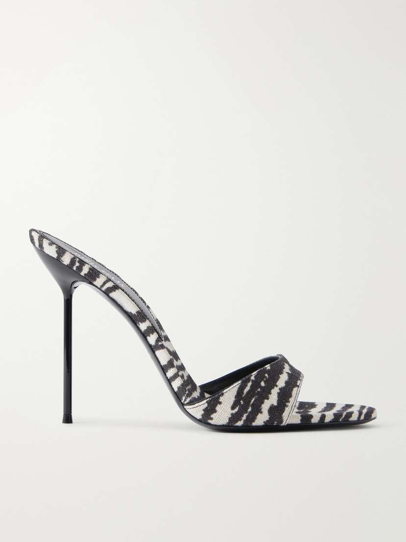 Paris Texas Lidia 105 Zebra-print Canvas Mules