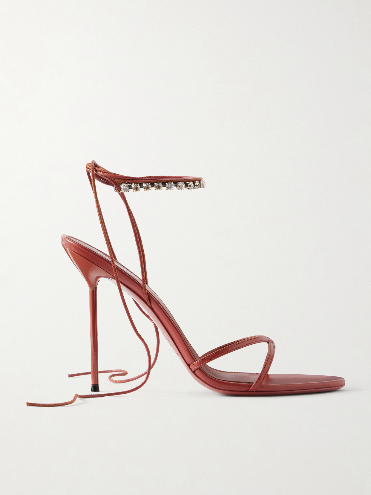 Paris Texas Lidia Embellished Lace-up Leather Sandals In Red