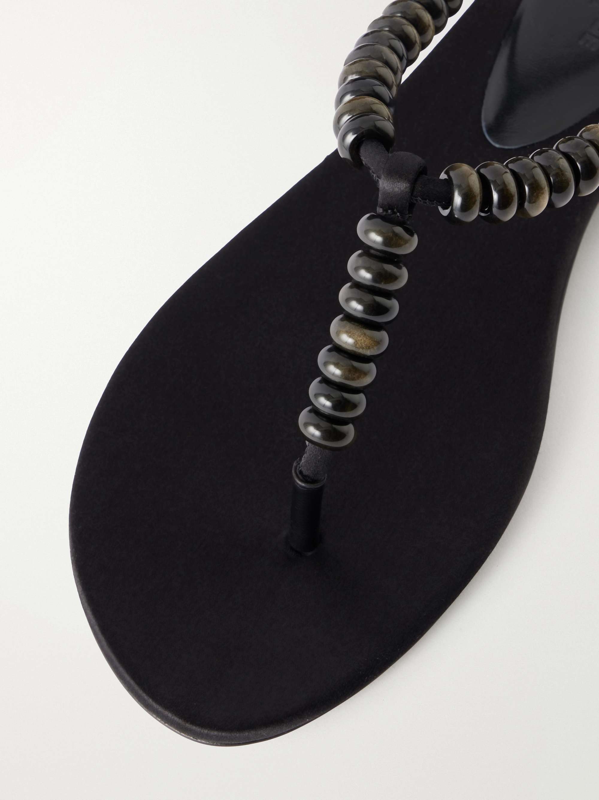 LE MONDE BERYL Beaded leather flat sandals | NET-A-PORTER