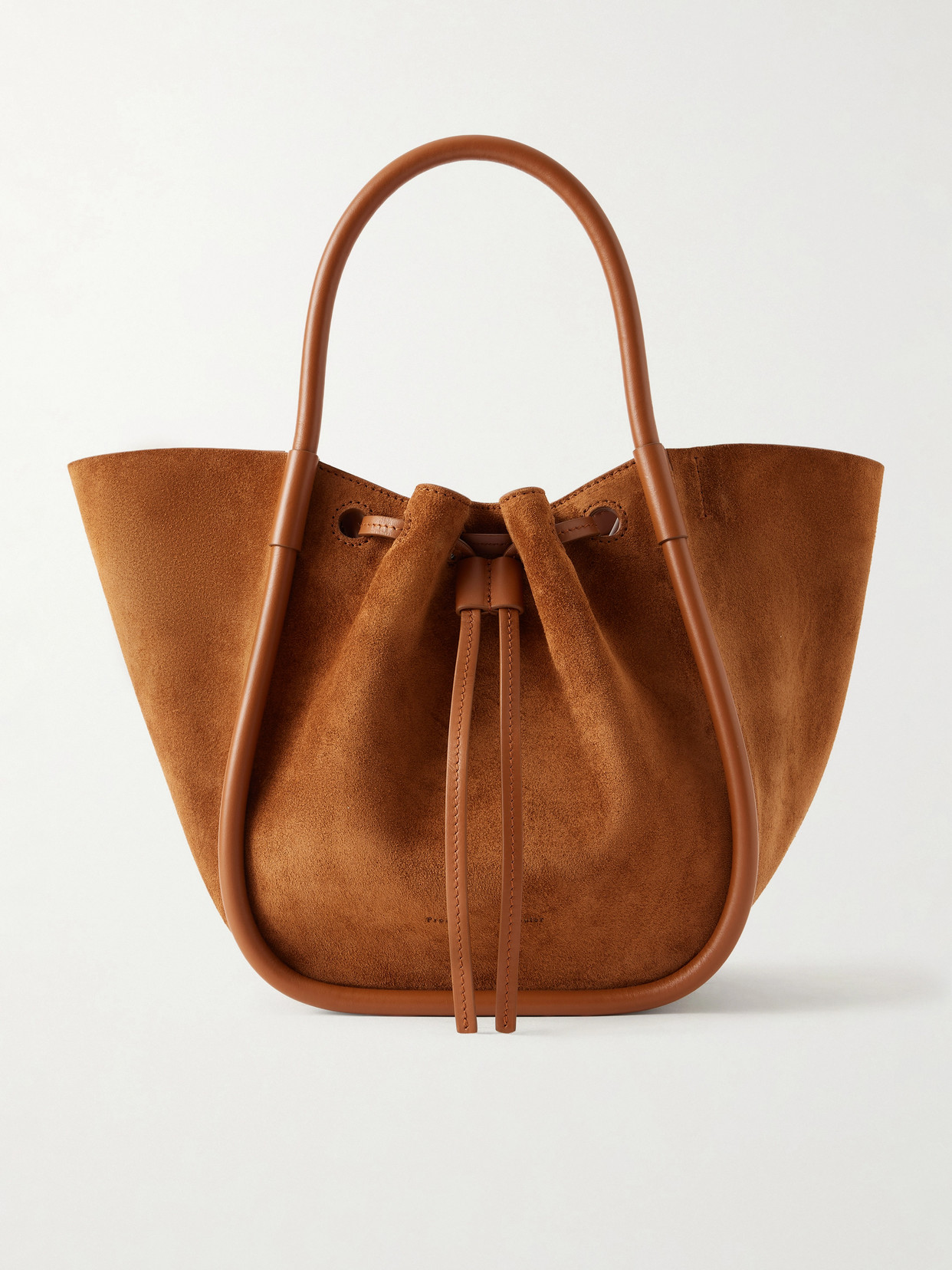Proenza Schouler Small Leather-trimmed Ruched Suede Tote In Brown