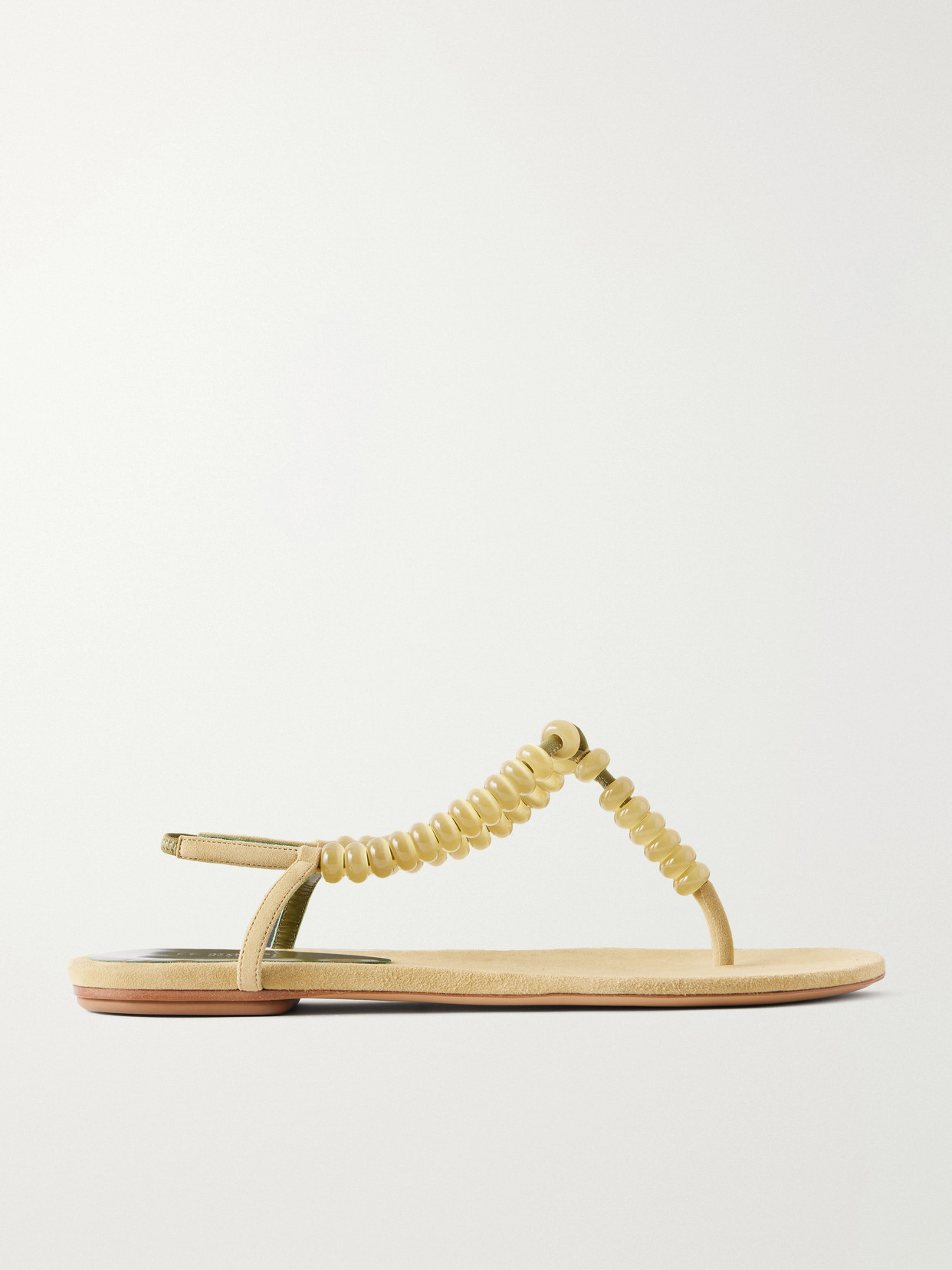 Le Monde Beryl Beaded Leather Flat Sandals In Yellow