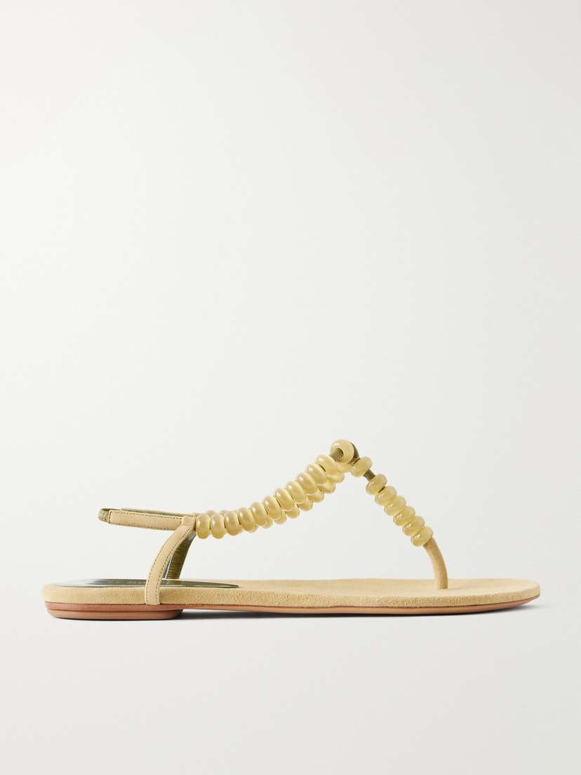 Le Monde Béryl Beaded Leather Flat Sandals