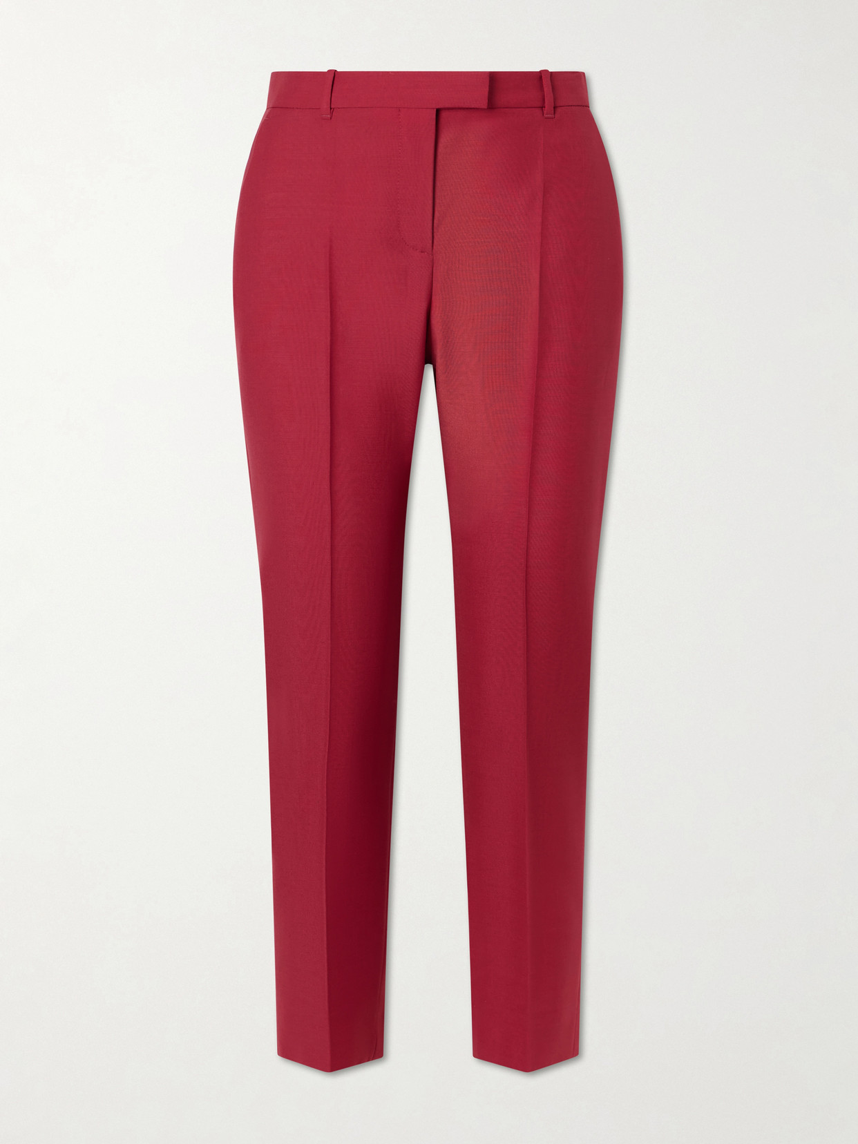 Alexander Mcqueen Wool And Mohair-blend Straight-leg Pants In Red