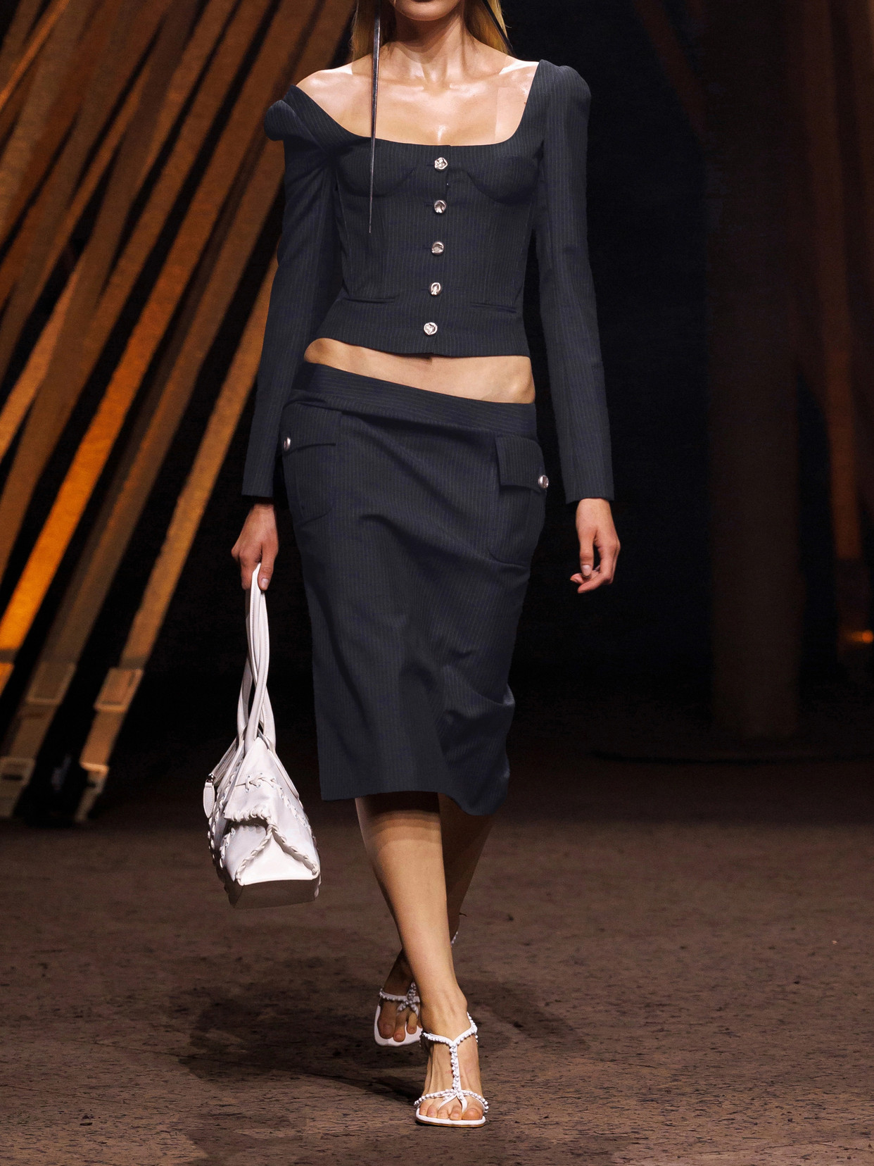 Cropped Pinstriped Wool And Mohair-Blend Jacket