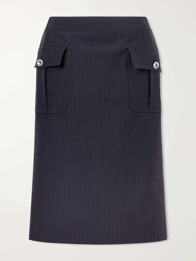 McQueen Pinstriped Wool And Mohair-blend Midi Skirt