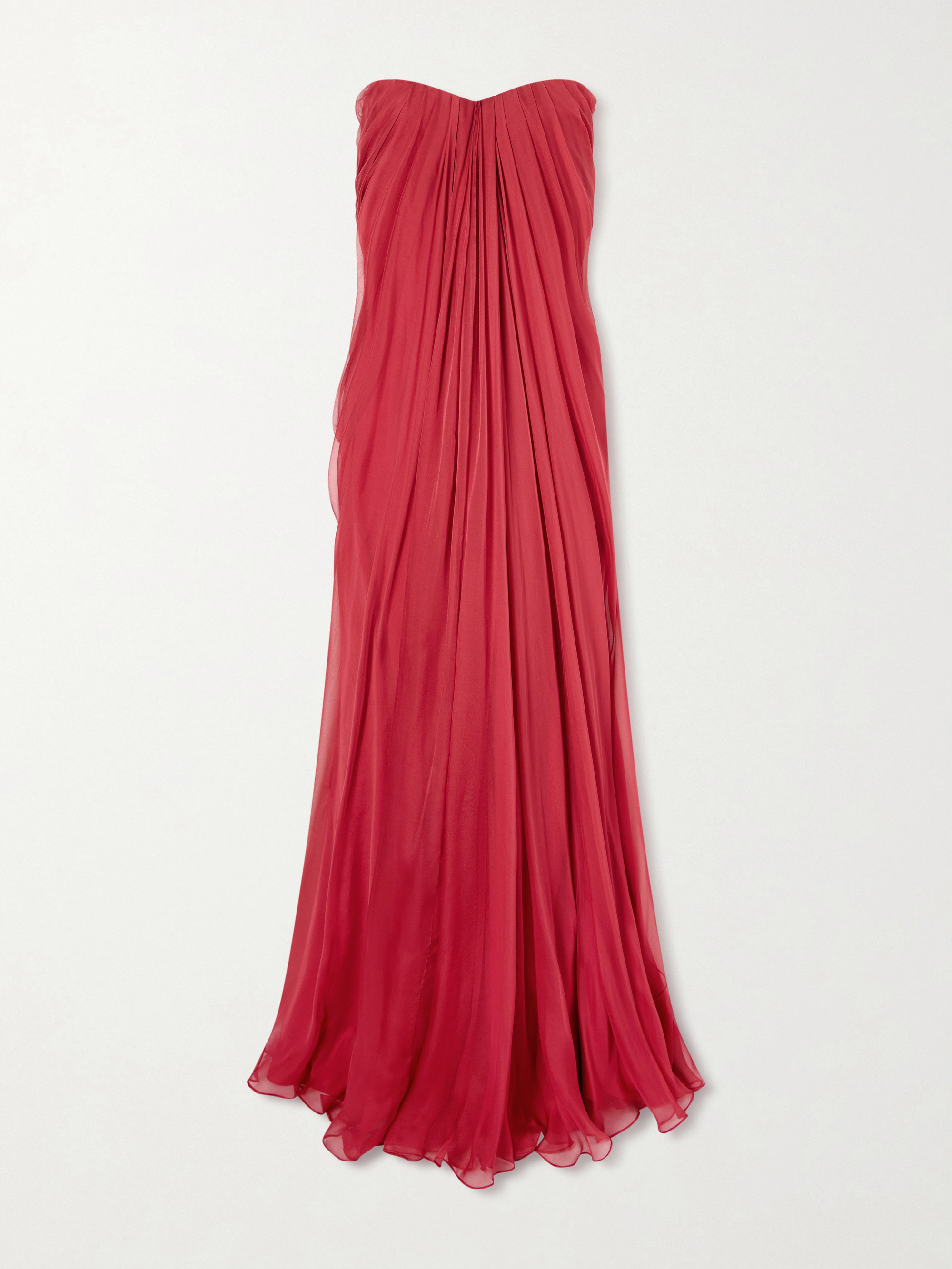 McQueen Strapless draped silk-chiffon bustier gown