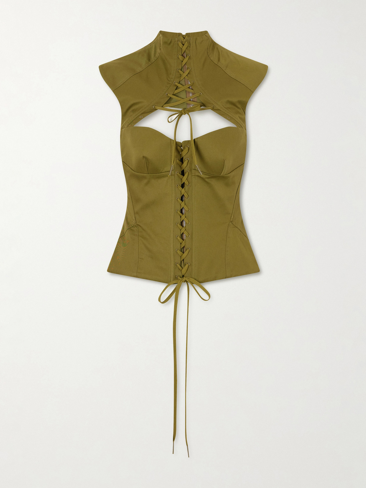 Alexander Mcqueen Cut-out Cotton-twill Top In Green