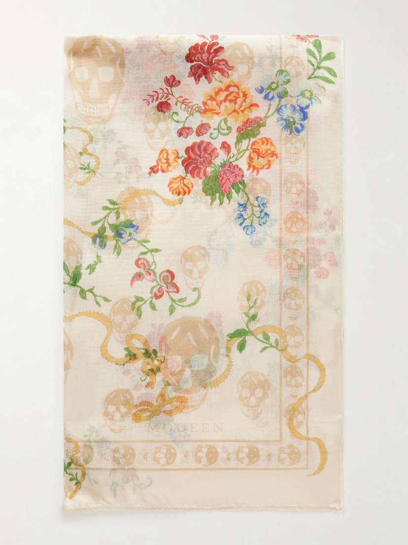 McQueen Printed Silk-voile Scarf