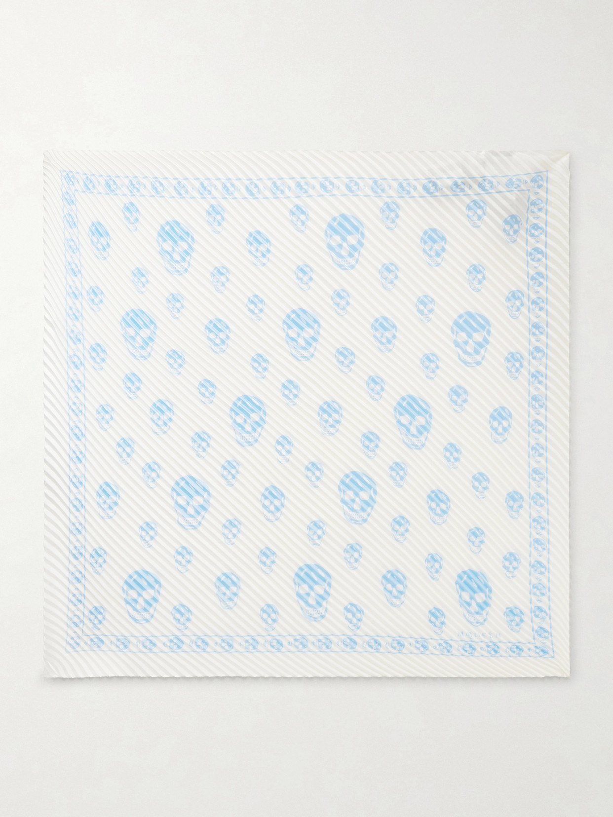 Alexander Mcqueen Printed Plissé Silk-satin Scarf In White