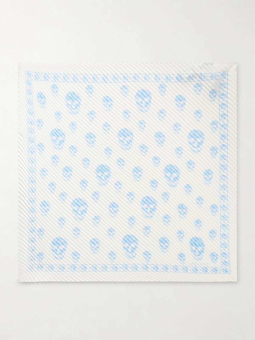 McQueen Printed Plissé Silk-satin Scarf