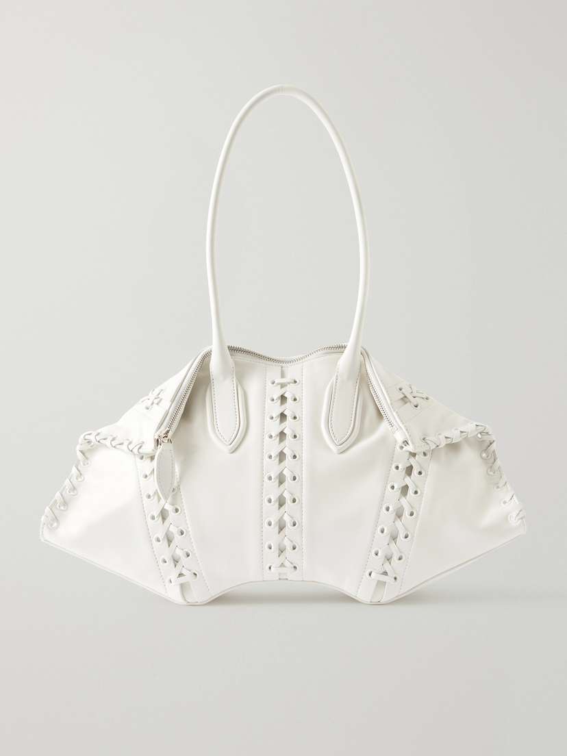 McQueen Manta Tie-detailed Leather Shoulder Bag