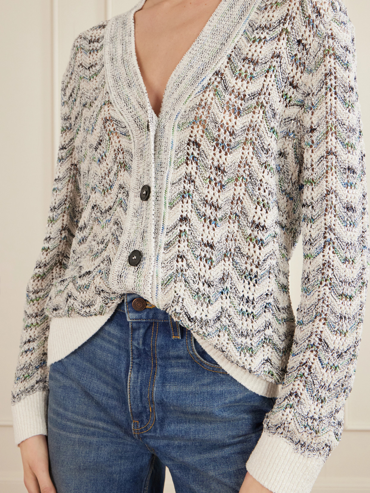 Striped Crochet-Knit Sweater