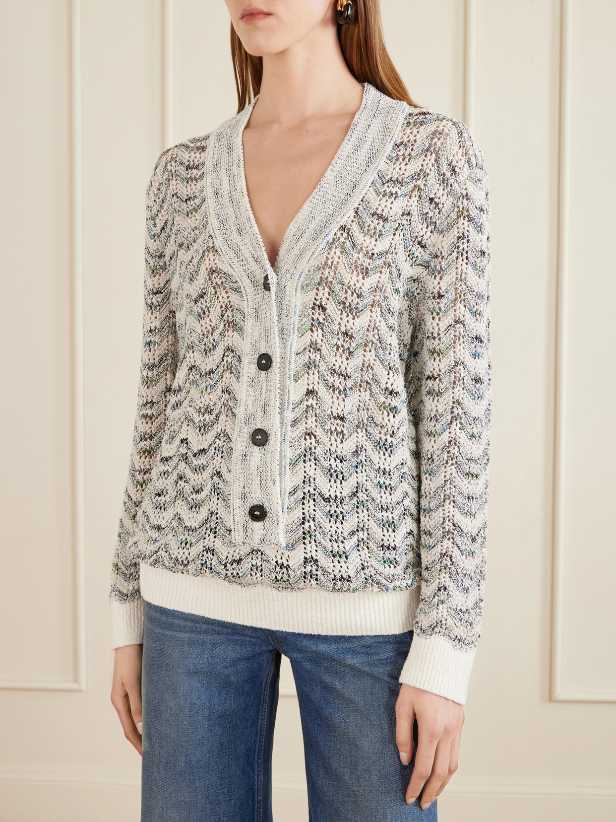Striped Crochet-Knit Sweater
